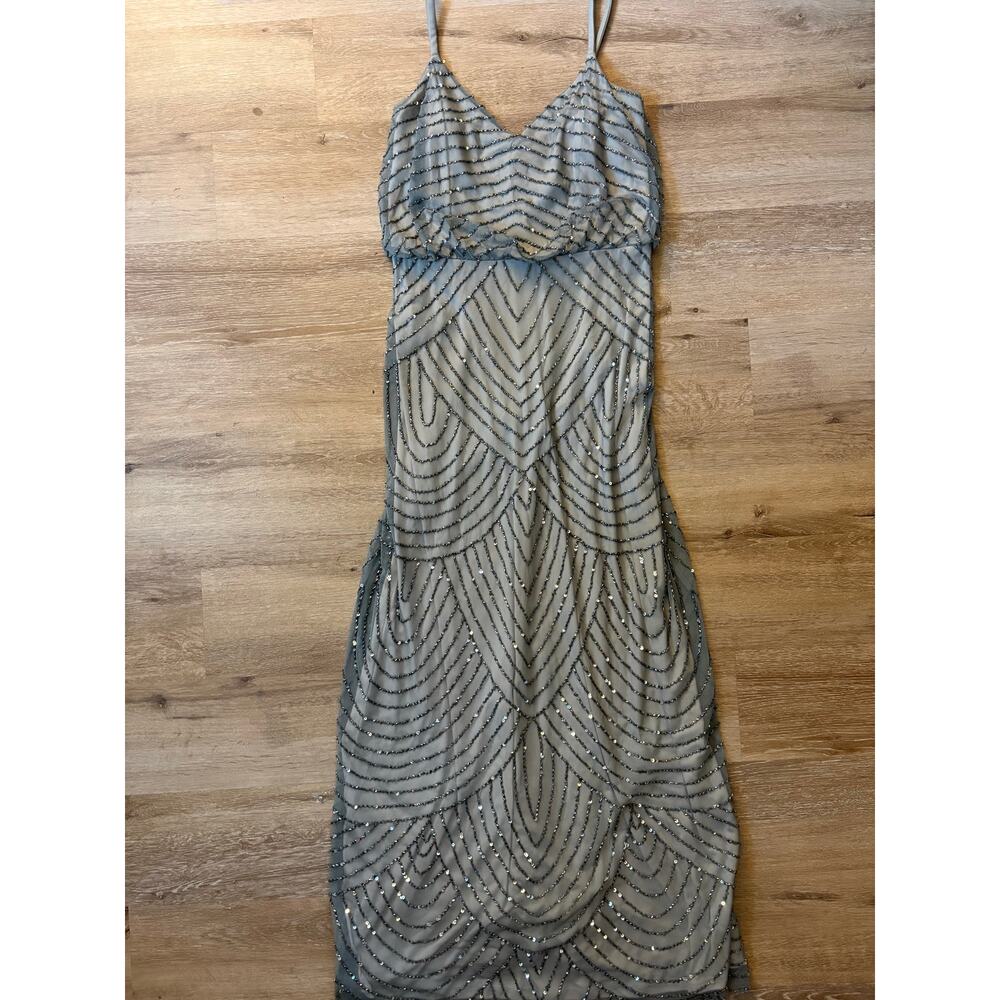 Adrianna Papell Art Deco Beaded Blouson Dress - Picture 2 of 9